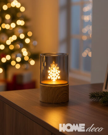 LED Dekoracija sa Staklom - Pahulja - 12.5 cm