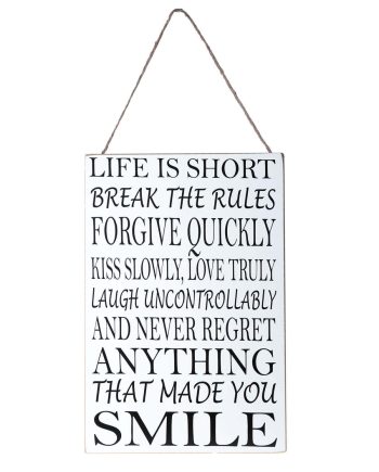 Drvena ploča sa natpisom – 20 x 30 cm - Life is short